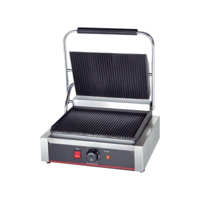 商用电热帕尼尼机单双头压板扒炉煎烤不粘牛排机压条纹手抓饼设备