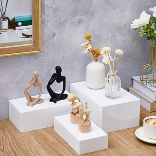 白色5件套亚克力盒子自助餐食品甜品道具展示盒空心亚克力五面盒