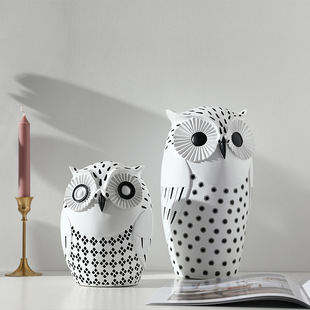 北欧简约家居装 猫头鹰摆件工艺品手工 饰品客厅办公室书房展厅软装
