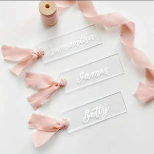 工厂直销透明婚礼座位标签亚克力卡片礼宾客人名片预留座位标志