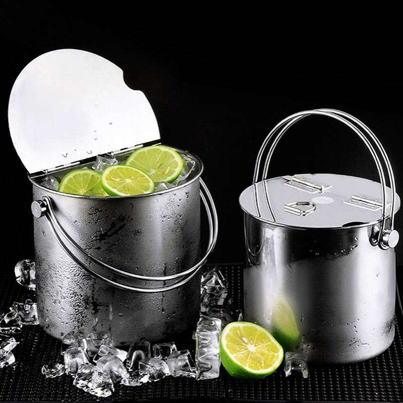 加厚不锈钢糖水桶带提手翻盖便携冰桶外出冷饮桶茶水桶