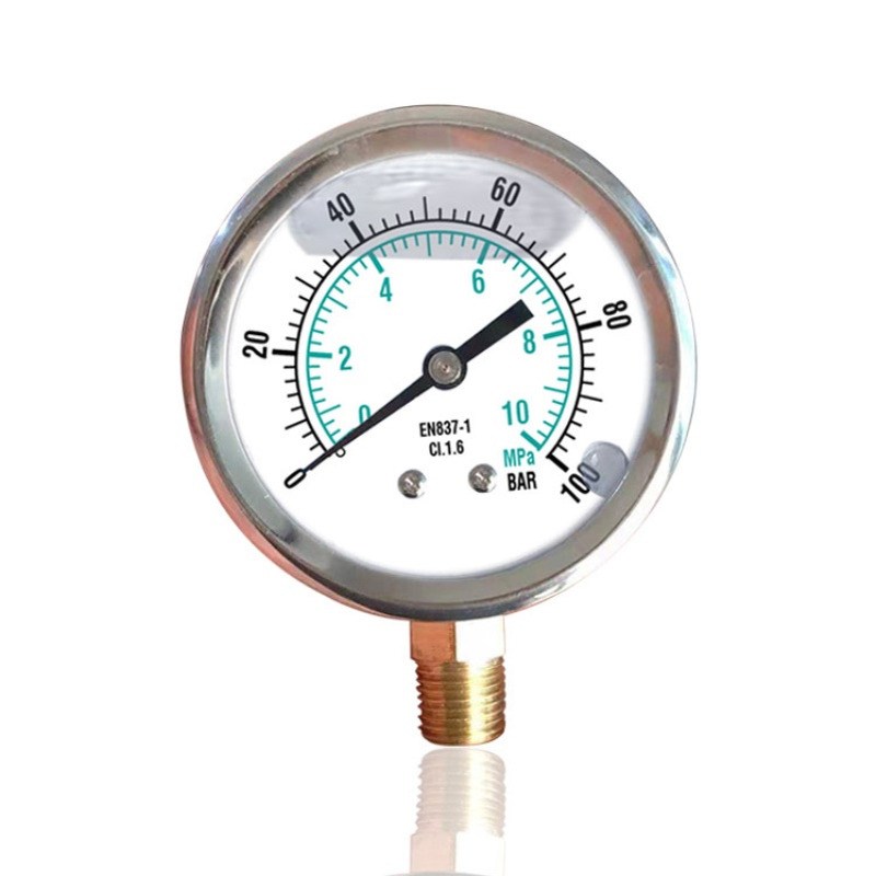 径向不锈钢耐振压力表充油加液立装半钢304侧装YN63 100bar 10Mpa