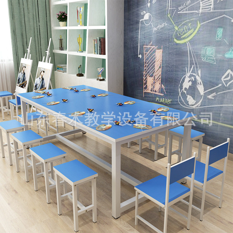 美术桌钢木长条桌会议桌学生手工课桌劳技实践课桌