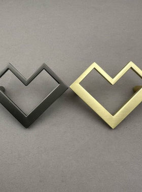 人气锌合金设计师款轻奢灰色金色心形柜门抽屉拉手衣柜门安装把手