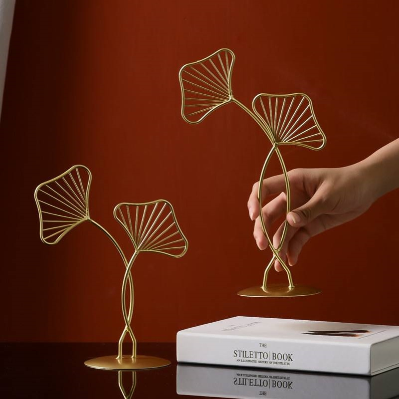 北欧简约创意金属摆件 银杏叶摆件 家居客厅电视柜玄关网红摆件厂