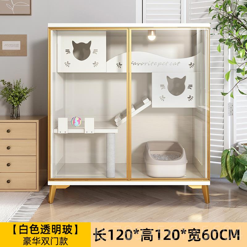 高档猫别屋墅猫窝猫柜用室内超自由空间猫舍猫豪华三层实木家猫笼