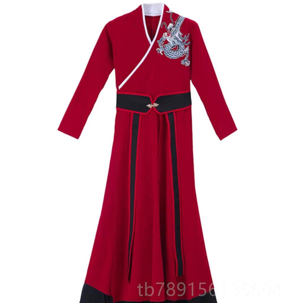 高档子儿童雪吟古典舞舞蹈服国风练功龙服套装古风舞演蹈服红色扇