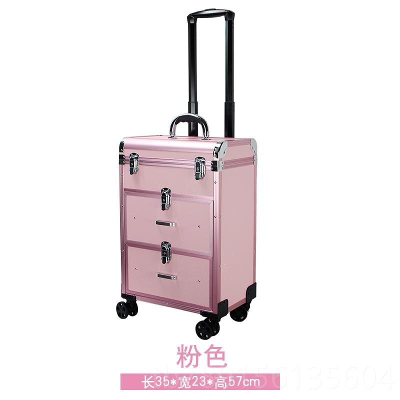 高档箱得美铝层合金美甲向工具箱三大容量纹绣化妆美收纳万轮拉杆图片