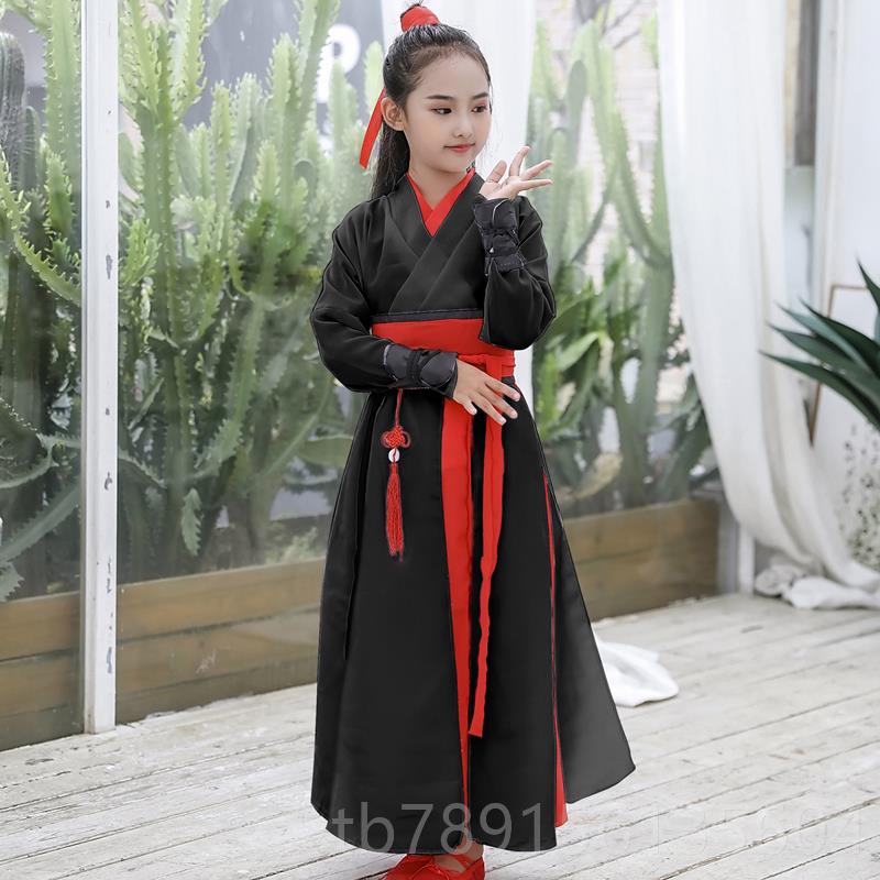高档古典舞节蹈中国风汉服武侠风演出服年会日扇子舞演表服侠客古