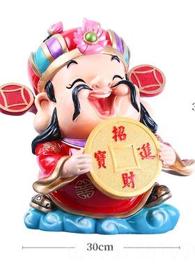 高档妙工坊面财神爷摆办件家用公室财神罐简单桌存钱店铺招财开业