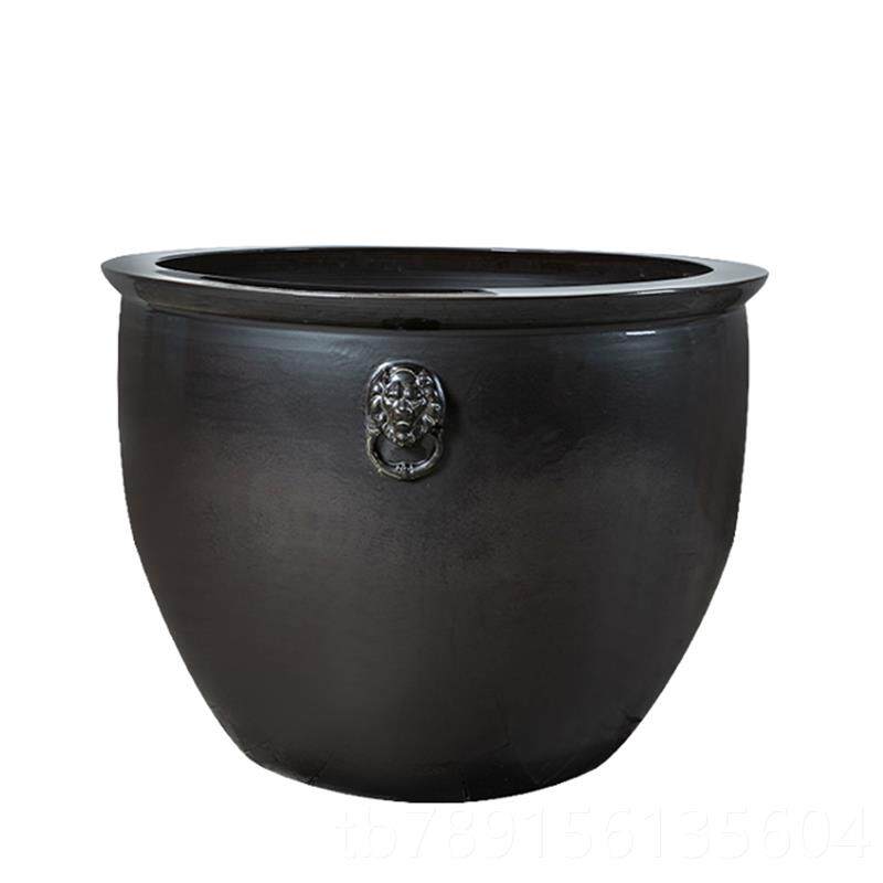 高档公景德镇陶瓷器鱼缸办室厅摆件客水缸庭鲤院大缸养鱼盆锦缸乌