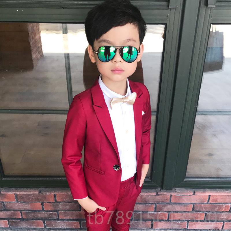 高档小孩西装套装花童服男童秋礼男两件套韩版走小秀生日表演礼服
