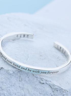 高档定制侣刻字999纯银情生手镯送男女朋友日礼闺物蜜学生简约DIY