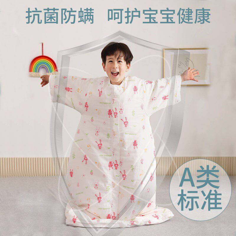 儿童睡袋可脱胆i纯棉纱布春秋薄款宝宝睡袋夏中大童四季通用防踢