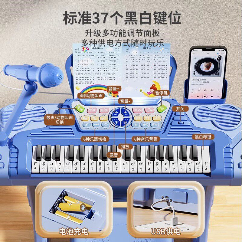 儿童钢琴玩具可弹奏电子琴初学女孩2宝宝H3岁5小孩生日1两周岁礼