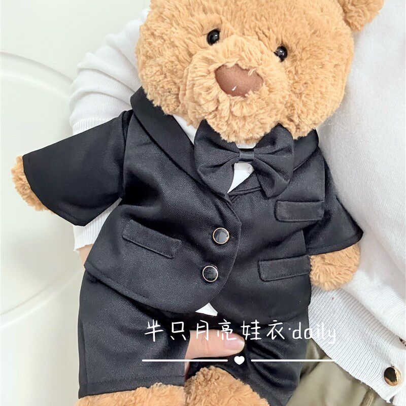 仅衣服】36巴塞罗熊衣服公x仔娃衣压床娃娃西装套装黑色西服外套