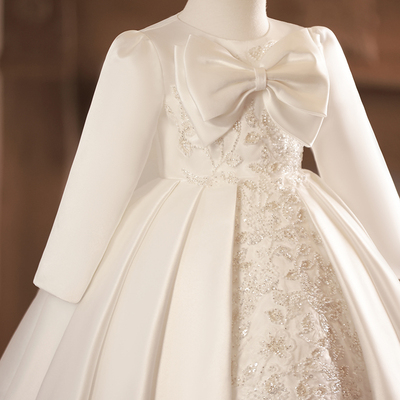 儿童礼服公主裙钢琴演奏演w出服女童生日花童婚礼小女孩礼服长袖