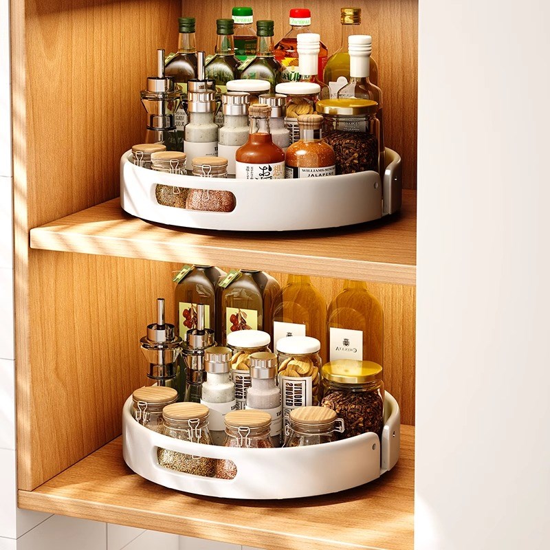 【直播专属】厨房可旋转调料置物架调味品转角专T用油盐酱醋圆形