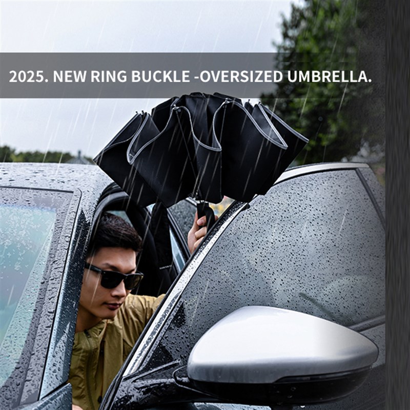 2025a环扣双层折叠雨伞加大加厚加固防风大暴雨男女防晒遮阳晴雨