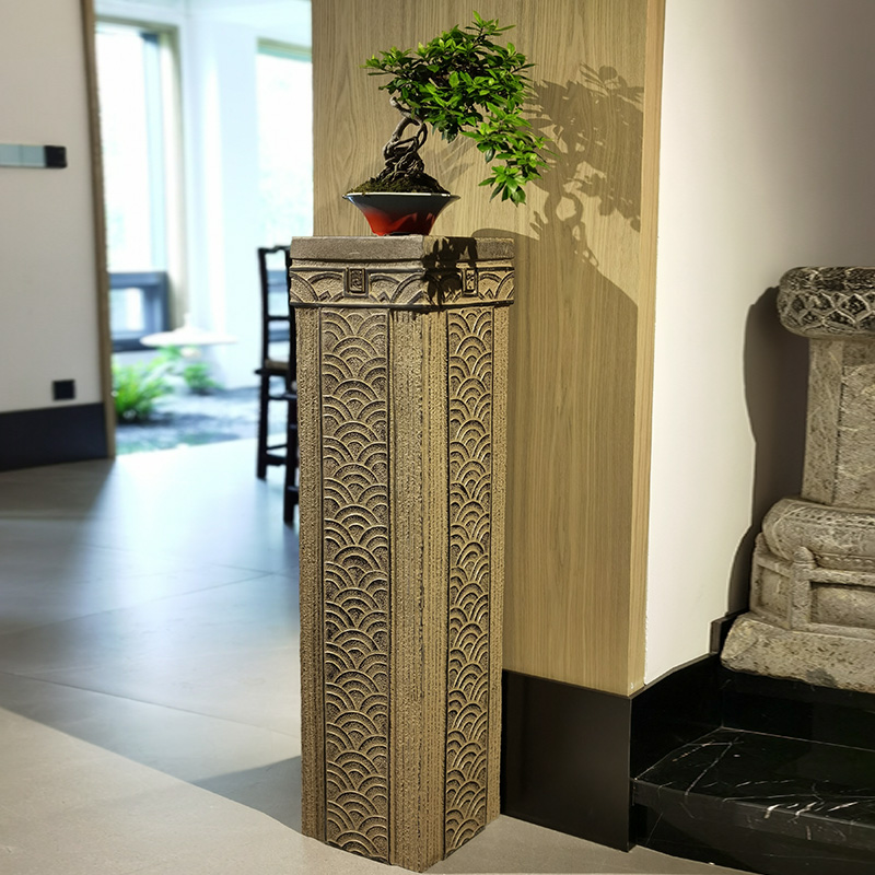 中式仿石柱底座展示柱复古盆景底B架户外庭院花架装饰客厅落地摆