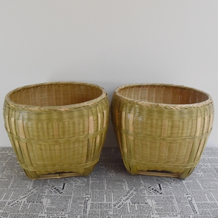 精致青皮大箩筐竹编筐子淘米箩篼粮食G超市竹筐收纳篓喜事簸箕特