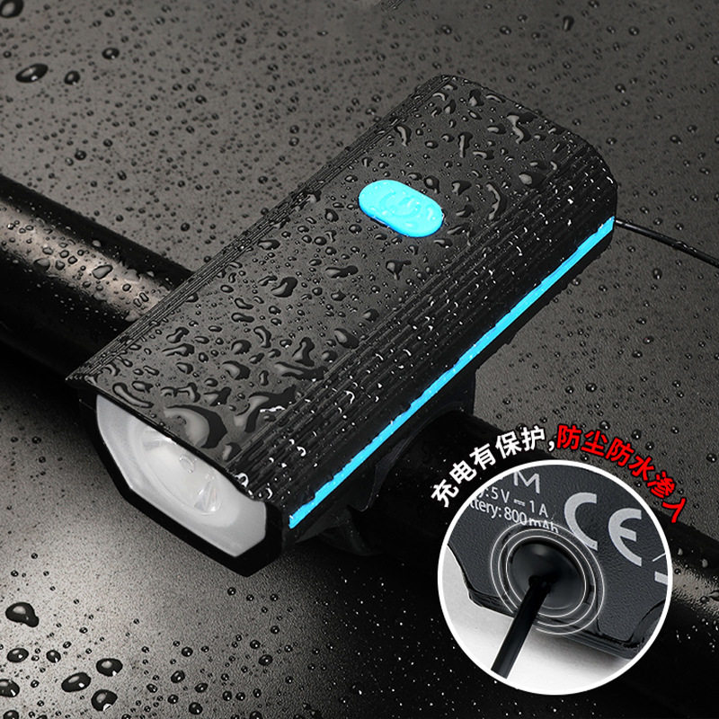 自行车夜骑灯山地车n前灯充电强光车灯儿童夜间骑行手电筒单车装