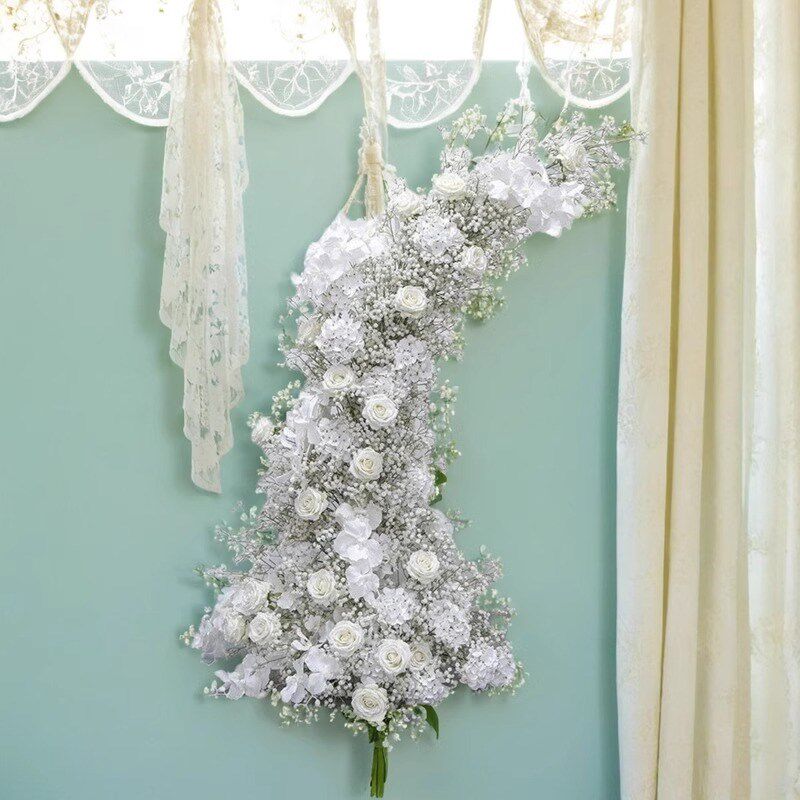 新款婚庆牛角羊角拱门铁艺花艺绢花拱门户外草坪婚U礼假花装饰定