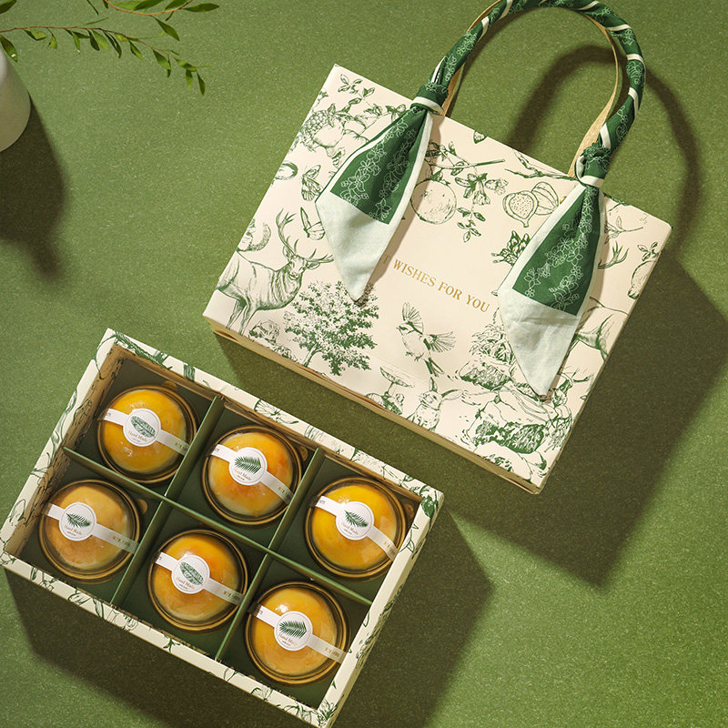 中秋月饼包装盒礼盒高档手提流心广式蛋黄酥盒K子6 8粒75克100空