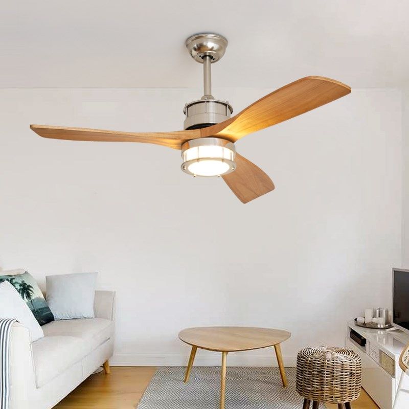 中古风包豪c斯变频风扇灯客厅卧室餐厅实木美式复古吊扇一体灯灯