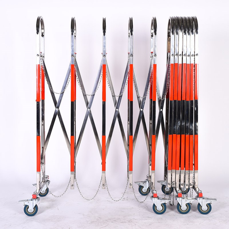 伸缩围栏可移f动不锈钢加厚折叠安全隔离警示防护栏手动推拉伸缩