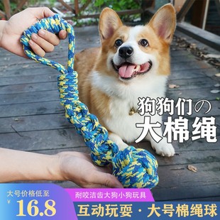 宠物狗绳结玩具金毛棉绳互动大狗磨牙耐H咬拉布拉多边牧大型犬解