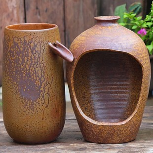 复古手工古法养鱼流m水摆件陶瓷过滤增氧庭院造景水缸酒店民宿装