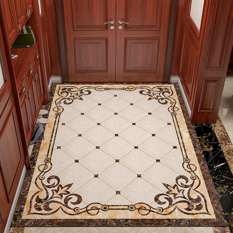 入户门地垫PVhC可擦洗欧式皮革脚垫玄关进门垫家用门口地毯可裁剪