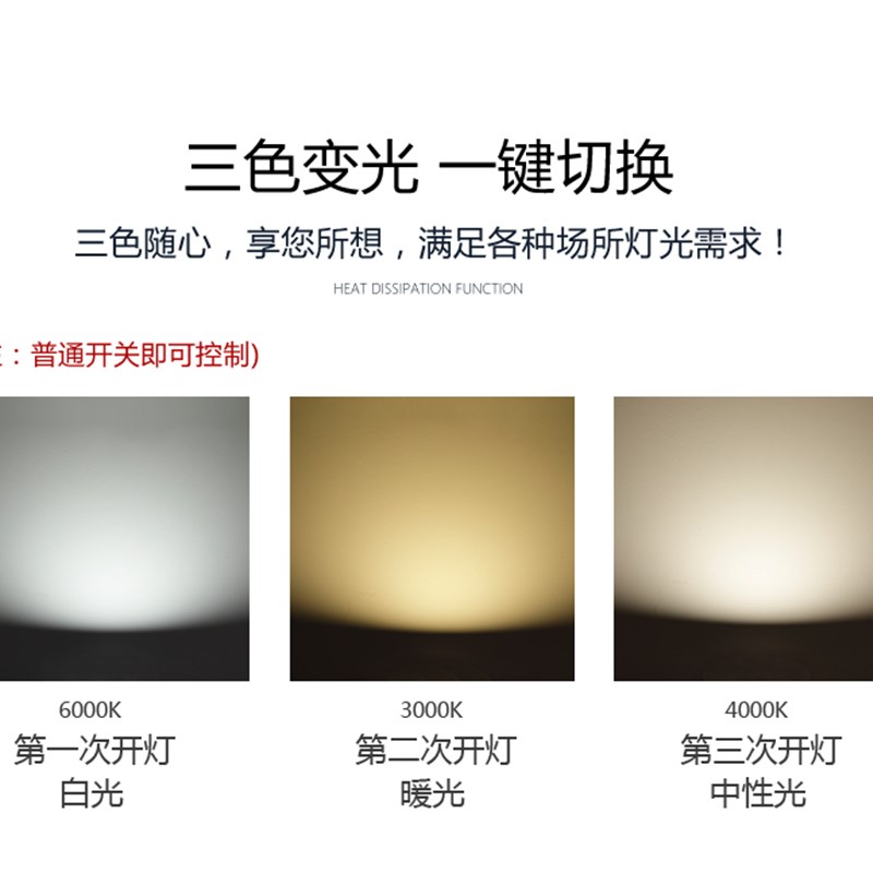 led筒灯嵌入式射灯超薄4寸12W开孔6.5 7.5 8 9公V分三色变光天花