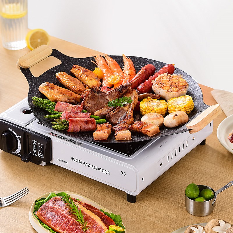 户外烤盘露e营烤肉盘家用麦饭石烧烤盘卡式炉专用铁板烧韩式煎烤