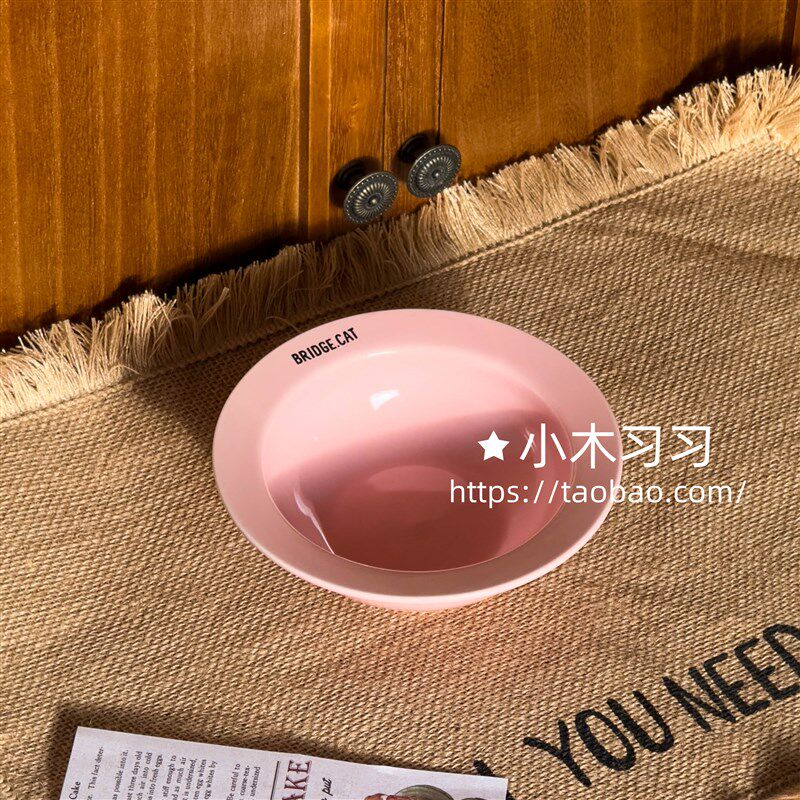 宠物饭碗陶瓷飞碟l食盆猫咪BD猫碗釉下彩耐高温防黑下巴水碗罐头