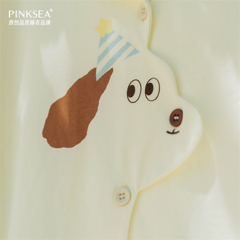 情侣睡衣春秋柔软纯棉长袖女款y套装2026新款可爱小狗大码家居服