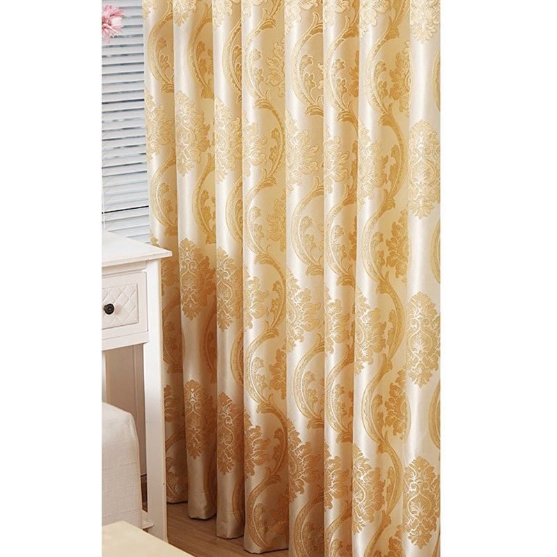 高档简约欧式f客厅金色提花窗帘布料定制定做客厅卧室阳台成品特