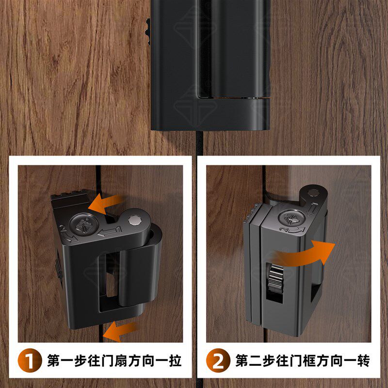固定门扣防盗反锁器门插销栓可调C节门阻可携式房门免打孔锁门卡