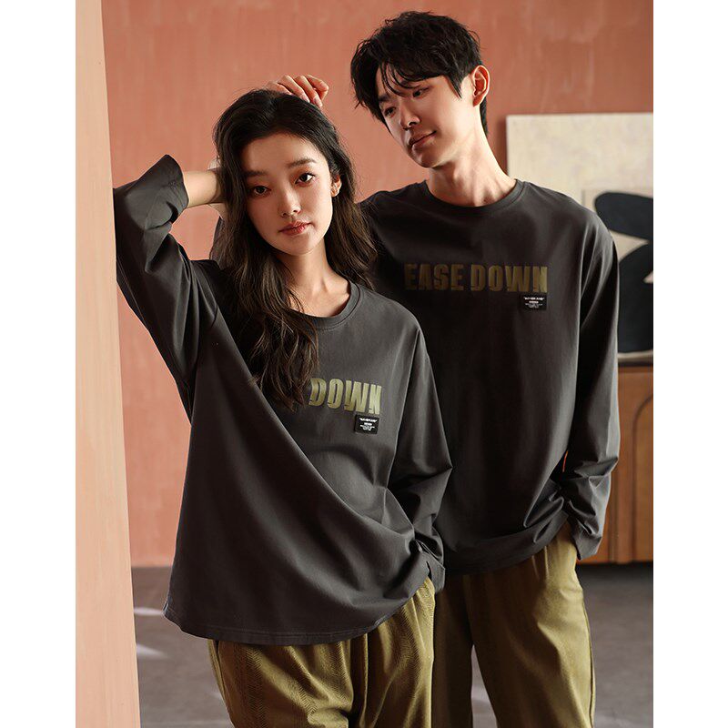 情侣睡衣20f25新款春秋款纯棉长袖休闲套头大码四季通用家居服男