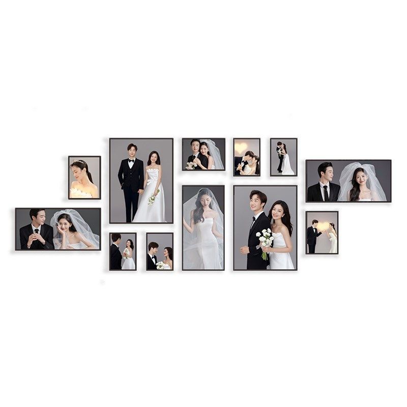 相框定制照片挂墙组合冲洗婚纱照结婚相片做成P画框打印全家福装