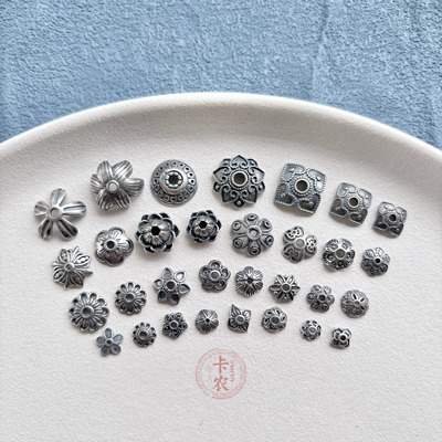 老银子复古配饰流苏花托花帽珠托隔珠隔片垫片三七银饰diy串手串