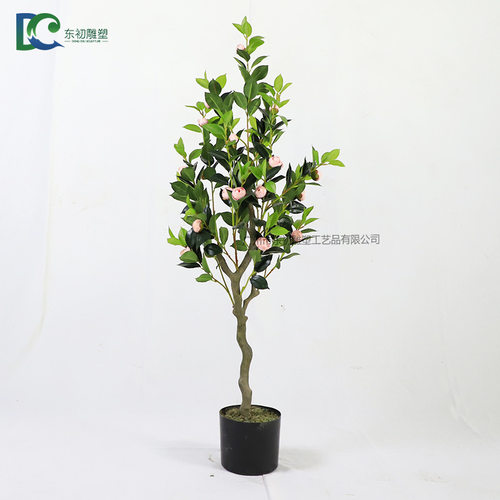 仿真茶花树 原厂家研发小型盆栽绿植百搭摆件 新款微造景装饰小树
