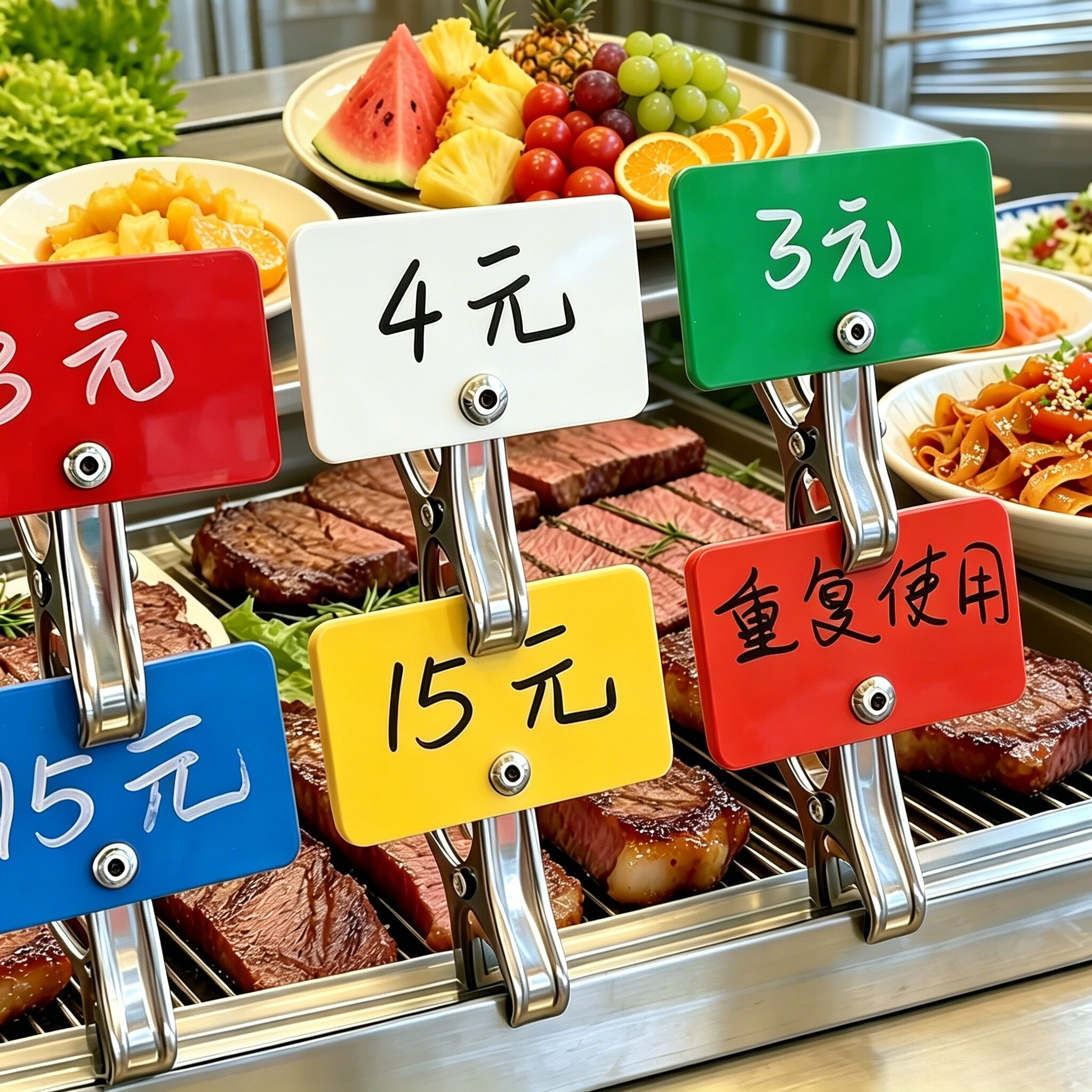 烧烤餐饮菜品价格标签展示牌带夹子生鲜水果快餐餐厅饭店食堂麻辣烫串小吃口味亚克力空白手写牌小可擦写定制