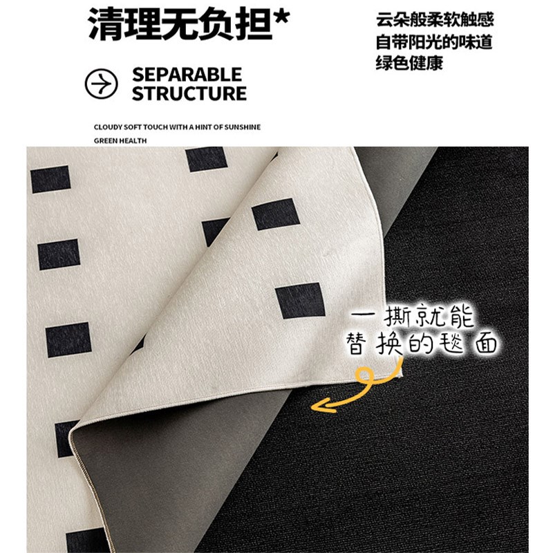 地毯客厅可机洗双层可拆洗奶油风沙发茶几地垫加厚双层可拆卸地毯