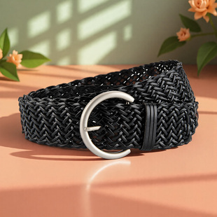 4.3cm宽边腰带手工麻花编织设计感小众女款皮带装饰配裙子牛仔裤