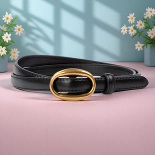 嘟卡丹腰间配饰真皮黑色细腰带装饰配裙子牛仔裤女款无孔牛皮皮带