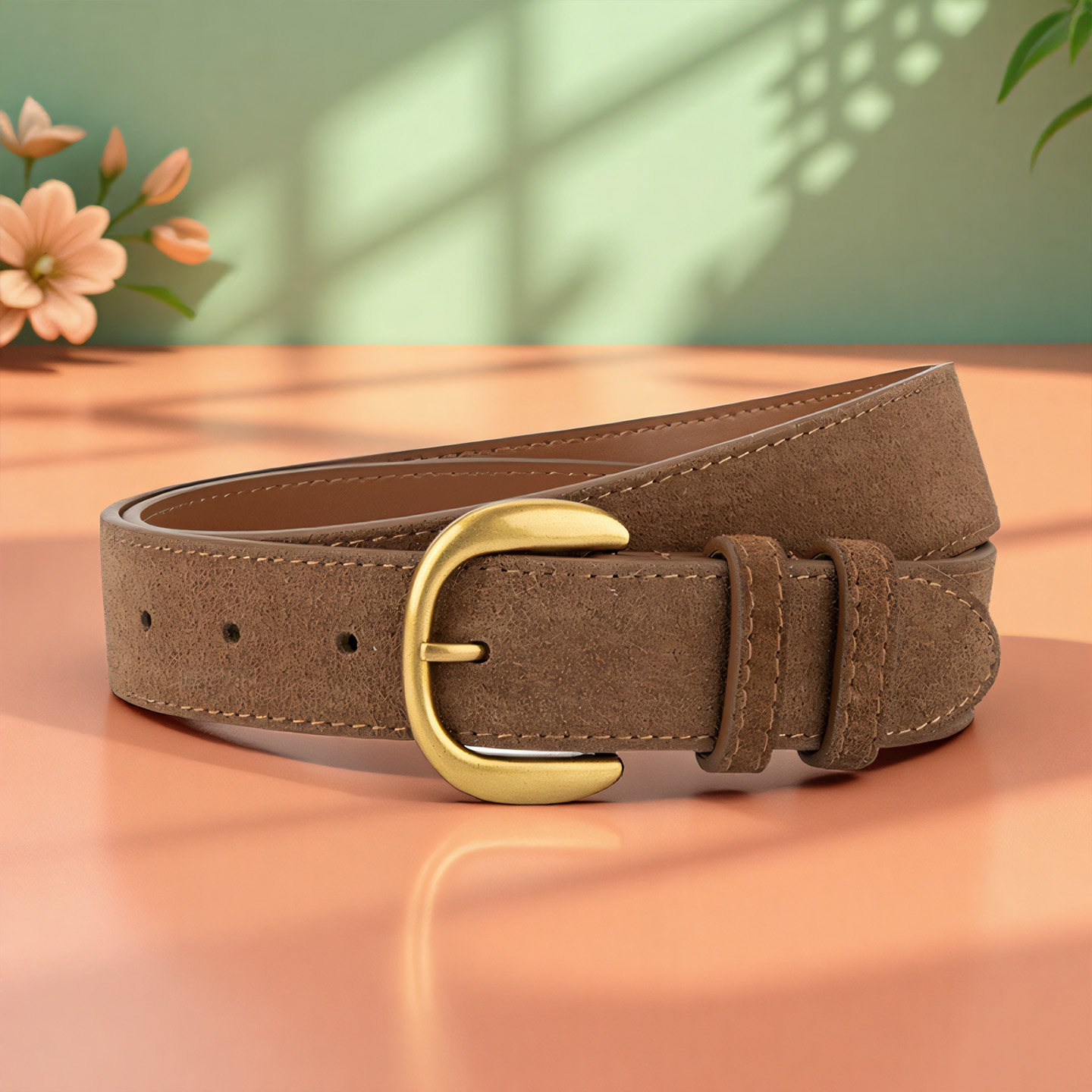 新款文艺复古磨砂绒面皮带女士真皮美拉德穿搭牛仔裤带牛皮腰带女