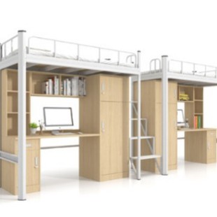厂家批发钢木结合床上床下柜单人床公寓床学生宿舍上床下桌组合床