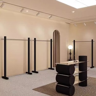 服装 陈列道具简约落地架 店展示架不锈钢中岛架铁艺黑色挂衣架服装